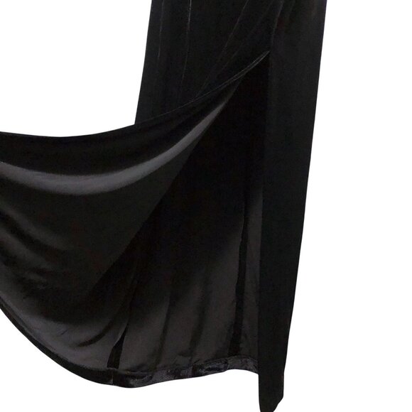 Arianna Black Velvet Copper Rose Embroidery Sleeveless Maxi Dress 14 - Picture 4 of 12